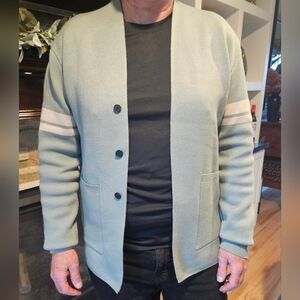Men's Sage Cardigan Sweater with Stripe Detail .. Purchased 2 by mistake
